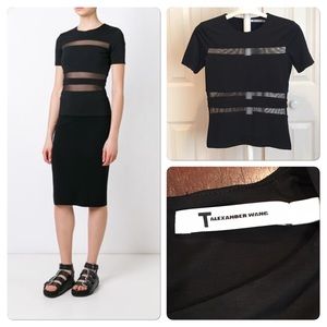 NWOT Alexander Wang MESH STRIPE SHORT SLEEVE TOP
